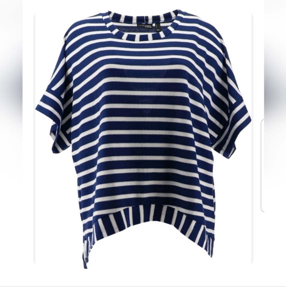 Attitudes By Rena, Navey & White Striped  Tunic, NWT